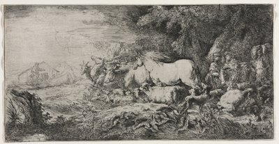 Noe a zvířata vstupující do archy od Giovanni Benedetto Castiglione
