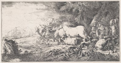 Noe a zvířata vstupující do archy, ca. 1650-55. od Giovanni Benedetto Castiglione
