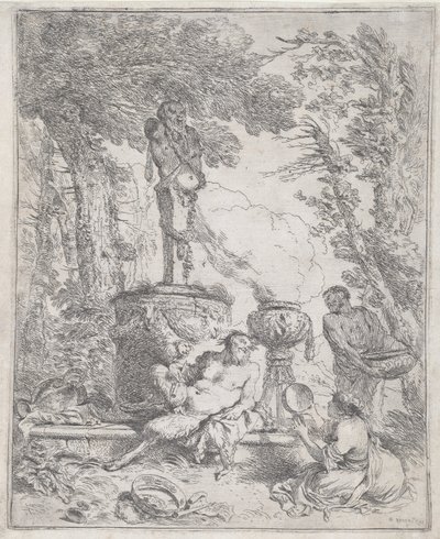 Pan ležící před Hermem od Giovanni Benedetto Castiglione