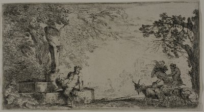 Satyr odpočívá pod Hermem od Giovanni Benedetto Castiglione
