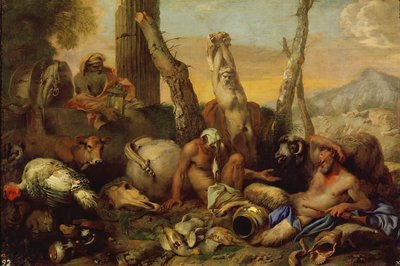 Bajka o Diogenovi, hledá s lucernou dobrého muže od Giovanni Benedetto Castiglione