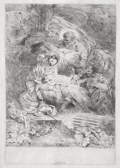 Narození s Bohem Otcem a Duchem svatým od Giovanni Benedetto Castiglione