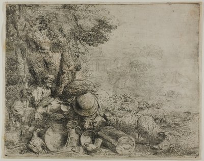 Přetížený osel od Giovanni Benedetto Castiglione