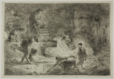 Tobit pohřbívání mrtvých od Giovanni Benedetto Castiglione