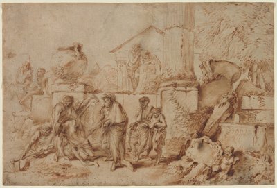 Tobit pohřbívání mrtvých od Giovanni Benedetto Castiglione