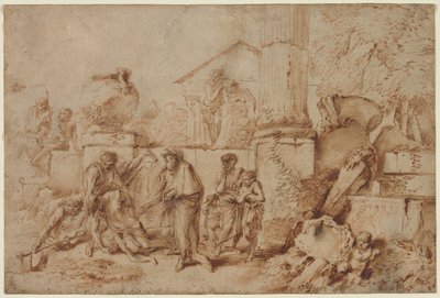 Tobit pohřbívání mrtvých, 40. léta 17. století. od Giovanni Benedetto Castiglione
