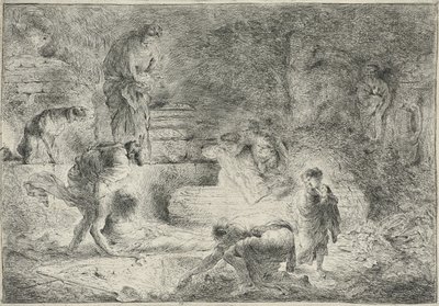 Tobit pohřbívání mrtvých, c.1647-51 od Giovanni Benedetto Castiglione