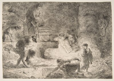 Tobit pohřbíval mrtvé, ca. 1647-51. od Giovanni Benedetto Castiglione
