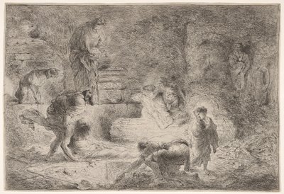 Tobit pohřbíval mrtvé, ca. 1647-51. od Giovanni Benedetto Castiglione