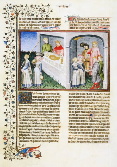 Madonna Dianora se slíbí Messeru Ansaldovi na zahradu; Messer Ansaldo zaměstná nekromanta a daruje jí zahradu; Madonna Dianora řekne svému manželovi Gilbertovi o svém slibu a on jí odpustí od Giovanni Boccaccio