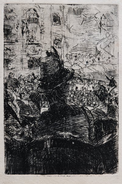 V opeře v Paříži, c.1880 (pruhované na papíře) od Giovanni Boldini