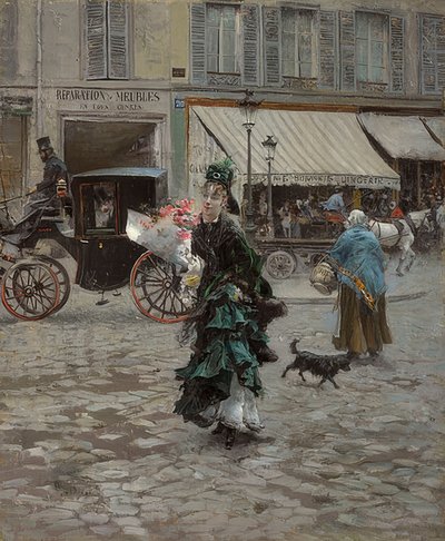 Při přecházení ulice. 1873-75 od Giovanni Boldini