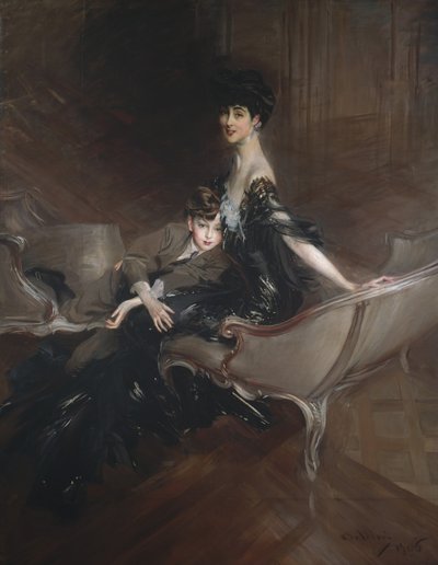 Consuelo Vanderbilt, vévodkyně z Marlborough, a její syn, Lord Ivor Spencer-Churchill, 1906 od Giovanni Boldini