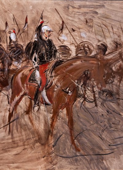 Dragouni na koních od Giovanni Boldini