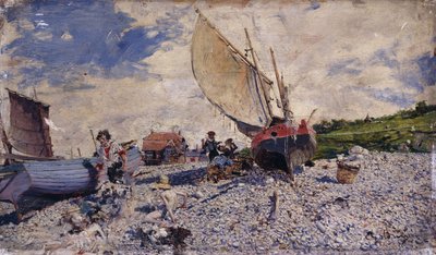 Pláž Etretat severně od Le Havre; Pláž Etretat severně od Le Havre, c.1870-72 od Giovanni Boldini
