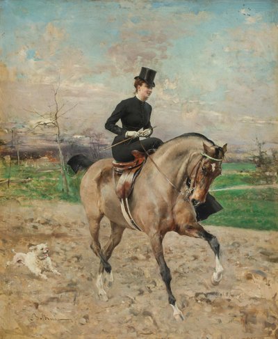 Jezdkyně. Alice Régnault na koni, 1878. od Giovanni Boldini