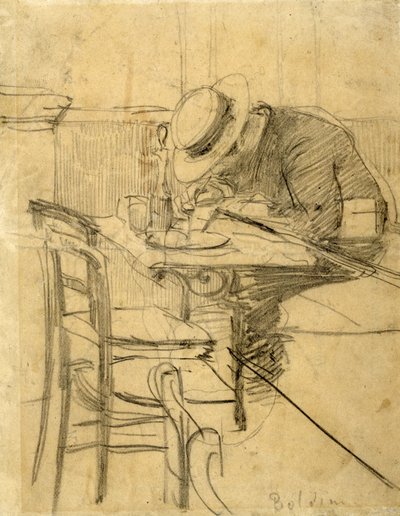 Malíř Helleu sedící na terase kavárny od Giovanni Boldini