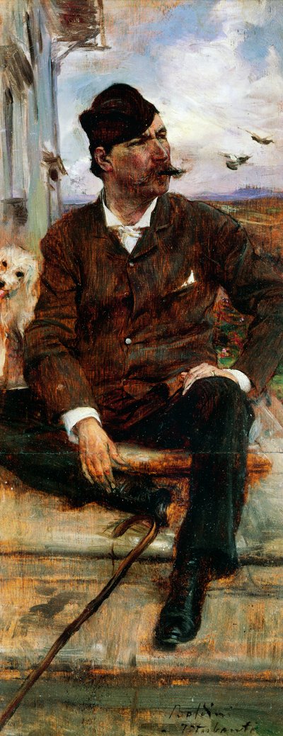Portrét malíře Cristiana Bantiho v kostkovaném klobouku od Giovanni Boldini