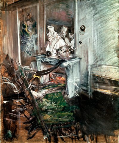„Kardinál“ Berniniho v malířově pokoji. Obraz Giovanni Boldini (1842-1931) kolem roku 1899. Olej na plátně. Rozměr: 53 x 46 cm. Pistoia, sbírka Boldini od Giovanni Boldini