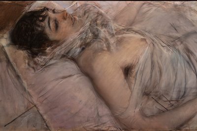 Hraběnka Rasty ležící, detail od Giovanni Boldini