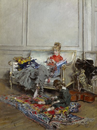 Mladá žena háčkování, 1875 od Giovanni Boldini