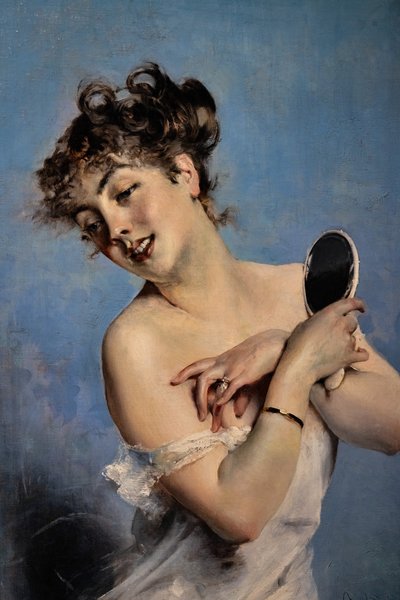 Mladá žena v Déshabillé, detail od Giovanni Boldini