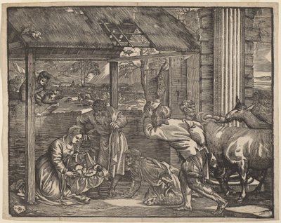 Klanění pastýřů od Giovanni Britto after Titian