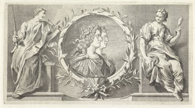 Kartuše s laureátem muže a ženy od Giovanni Cattini (attributed to)