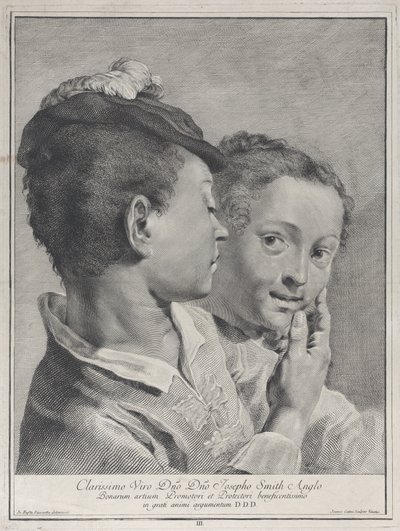 Chlapec s kloboukem dotýkajícím se tváře dívky, 1743. od Giovanni Cattini