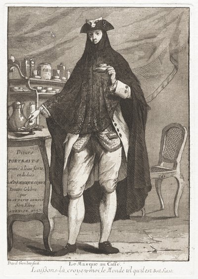 Le Masque au caffé (Maskovaný muž bere kávu) od Giovanni David