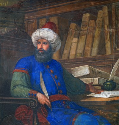 Portrét Andrea Alpago (1450-1522), lékař a filozof, freska Giovanni De Min (1786-1859), radnice, Belluno, Veneto, Itálie od Giovanni De Min