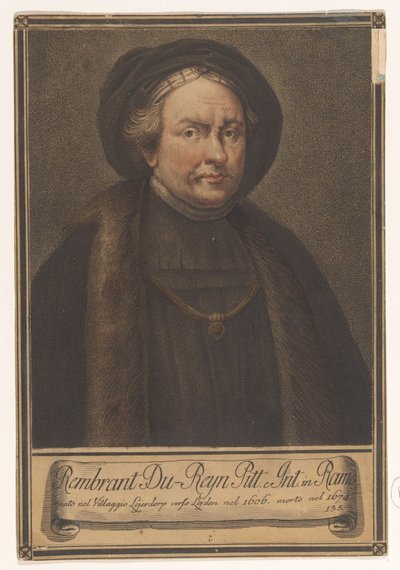 Portrét umělce Rembrandta Harmensze. z Rýna Portréty umělců (název série) od Giovanni Domenico Campiglia