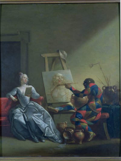 Malíř Harlekýn, kolem roku 1742 od Giovanni Domenico Ferretti