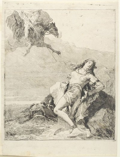 Angelica svázaná a má být pohlcena mořskou příšerou od Giovanni Domenico Tiepolo