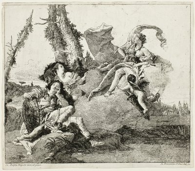 Armida se setkává se spícím Rinaldem od Giovanni Domenico Tiepolo