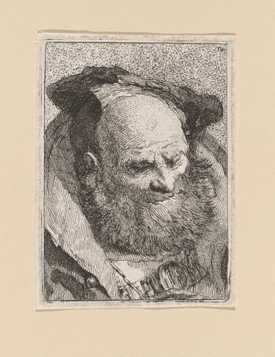 Vousatý stařec, ze sbírky Raccolta di Teste (sbírka hlav) od Giovanni Domenico Tiepolo