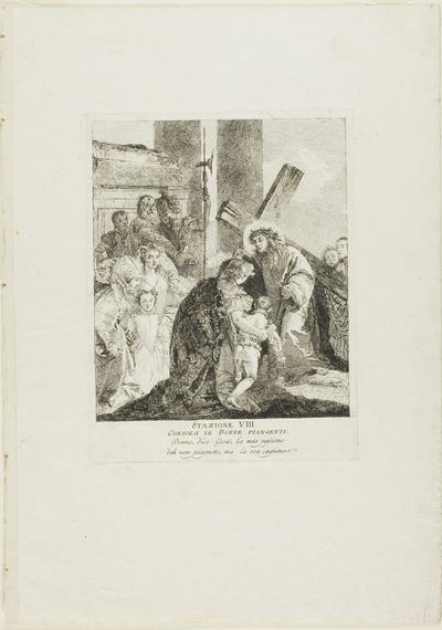 Kristus utěšuje plačící ženy, osmá deska z křížové cesty od Giovanni Domenico Tiepolo