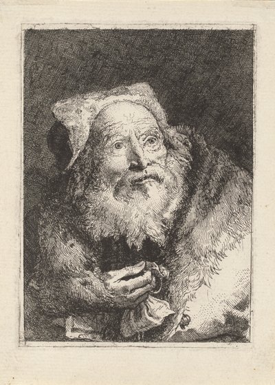 Starší muž s náramkem z Raccolta di Teste (sbírka hlav) od Giovanni Domenico Tiepolo