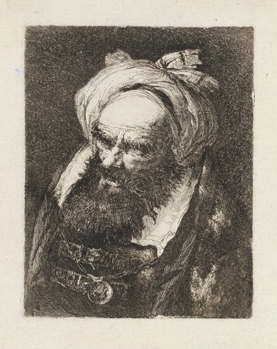 Starší muž s turbanem, z díla „Raccolta di Teste“ (Sbírka hlav) od Giovanni Domenico Tiepolo