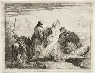 Útěk do Egypta: Svatá rodina opouští břeh od Giovanni Domenico Tiepolo