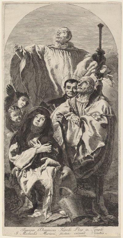 Čtyři světci benediktinského řádu od Giovanni Domenico Tiepolo