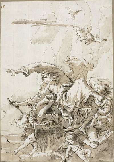 Bůh Otec podporovaný anděly v oblacích, II od Giovanni Domenico Tiepolo