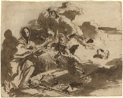 Bůh Otec a andělé adorující Madonu s dítětem [recto] od Giovanni Domenico Tiepolo