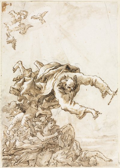 Bůh Otec s anděly a cherubíny, 1758 nebo později. od Giovanni Domenico Tiepolo