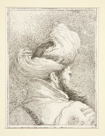 Hlava Turka, ze série Raccolta di Teste, Libro Secondo (Sbírka hlav, kniha druhá) od Giovanni Domenico Tiepolo