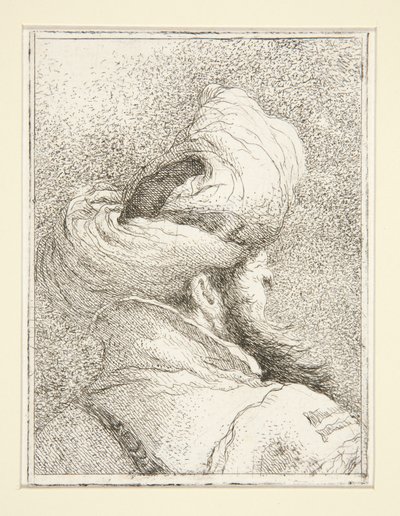 Hlava Turka ze série Raccolta di Teste, Libro Secondo (Sbírka hlav, druhá kniha) od Giovanni Domenico Tiepolo