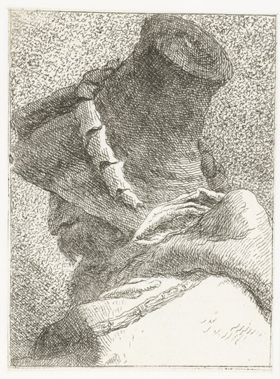 Muž s hlavou odvrácenou s kloboukem Sbírka hlav (název série) Raccolta di Teste (název série) od Giovanni Domenico Tiepolo