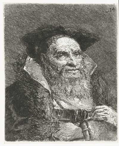 Muž s baretem Sbírka hlav (název série) Raccolta di Teste (název série) od Giovanni Domenico Tiepolo