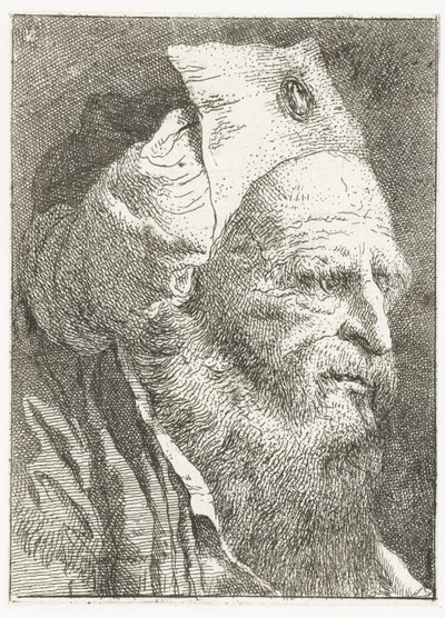 Muž v otočeném klobouku Sbírka hlav (název série) Raccolta di Teste (název série) od Giovanni Domenico Tiepolo