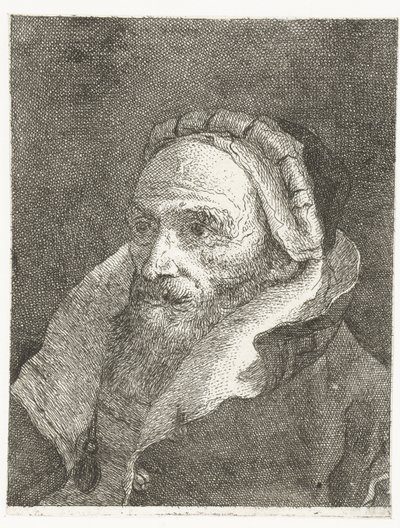 Muž s vysokým otočeným límcem pláště Sbírka hlav (název série) Raccolta di Teste (název série) od Giovanni Domenico Tiepolo